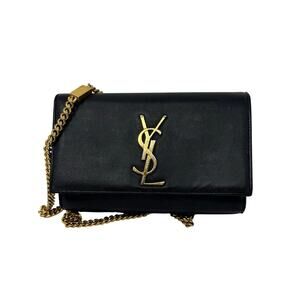 Saint Laurent YSL Kate Black Shoulder Bag Small Grain de Poudre Leather